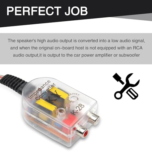 2-Channel Car Stereo Audio Speak Delay Signal Hi-Low Converter, Car Line Audio Output Converter, Portable Vehicle Impedance Signal Converter, Universal Car Inputs Accessories (Transparent)