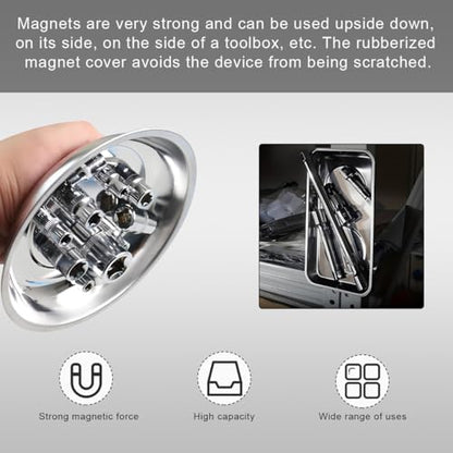 Wevdn 2 PCS Magnetic Tray Holders, 3" Stainless Steel Round Magnetic Parts Tray Set, Heavy Duty Thickened Tray Bowl for Screws Bolts Nuts Metal Parts, Magnetic Tray for Mechanic's - size: M-Round