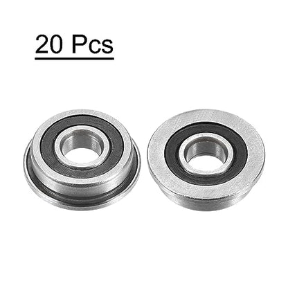 uxcell F695-2RS Flanged Ball Bearing 5x13x4mm Double Sealed Chrome Steel Flange Bearings, 20pcs - size: F695-2RS 5x13x4mm