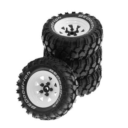 1.9 RC Crawler Tires And Metal Beadlock Wheels Rims 12mm Drive Adaptors 1:10 Soft Mud Tyres For 1/10 Rock Crawler Car Traxxas TRX4 D90 TF2 Axial Redcat Gen8 SCX10 Tamiya CC01 4PCS (White) - color: White