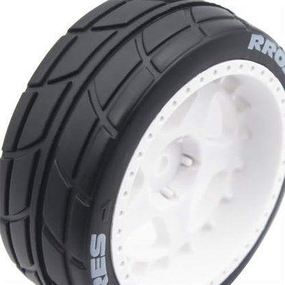 65mm 4PCS 1/10 RC On-Road tires and Hard Plastic wheels set Hex 12mm For WRC Drift Car Conversion 1/10 RC On-Road Car Traxxas Tamiya FW06 TT02 HPI HSP 94122 Kyosho%T068 (White) - color: White