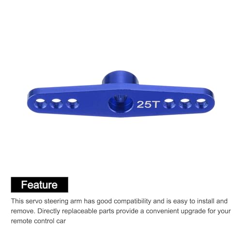 MECCANIXITY 5 Pcs Aluminum Servo Horn 25T 25 Teeth Servo Horn Steering Double Arms 47mm Length Dark Blue for DIY RC Car/Boat/Airplanes Boat Model - color: Dark Blue