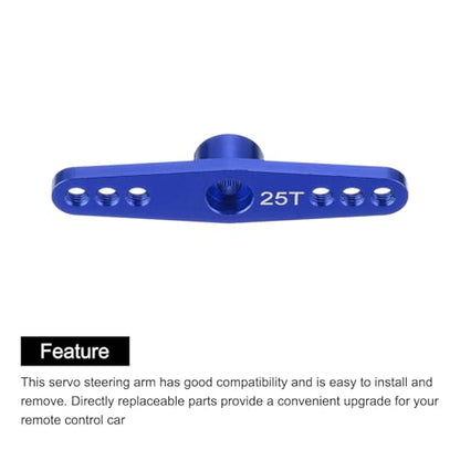 MECCANIXITY 5 Pcs Aluminum Servo Horn 25T 25 Teeth Servo Horn Steering Double Arms 47mm Length Dark Blue for DIY RC Car/Boat/Airplanes Boat Model - color: Dark Blue
