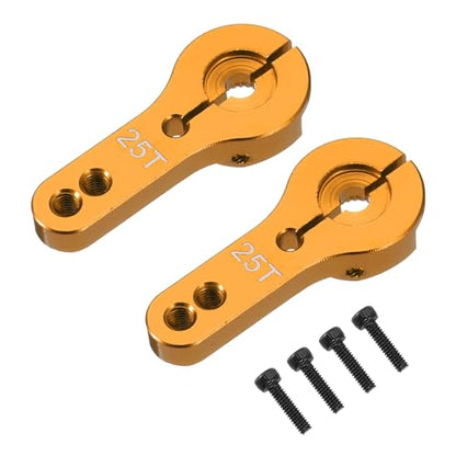 MECCANIXITY Aluminum Alloy 25T Steering Servo Arm Horn Gold for DIY RC Car/Boat/Airplane Boat Accessories 2 Pcs - color: Gold