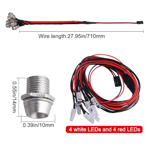 HobbyPark RC Car 8 LED Light Kit Headlights Taillight LEDs Accessories for Traxxas Slash Rustler Arrma Axial SCX10 Redcat RC4WD HPI Truck Tamiya Crawler Body Parts
