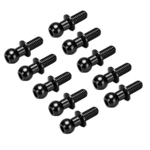10pcs Metal Ball Screws, Link Rod Shock Absorbers End Fasteners Fixing Spherical Bolts Replacement Compatible with TT01 TT02 RC Car(Black) Model Toys