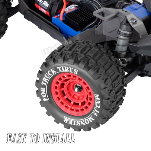 12mm Hex RC Wheel Tires for 1/16 Mini Maxx & Mini XRT,HSP 94186,E-Revo,L0 S1 1/18 Mini LMT RC Crawler Car Truck,RC Drift Wheels,Mini RC Truck Tires 4PCS,Red - color: Red - (12mm Hex Rc Wheel Tires)