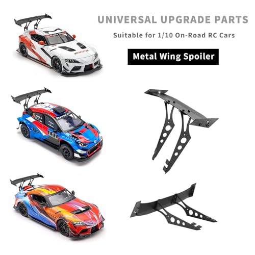 1/10 RC Metal Rear Wing for Touring, Rally and Drift Car Bodies | Body-mounted rear wing for many 1/10 touring, rally and drift shells; check body width, mounting area and hole position