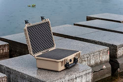MEIJIA All Weather IP67 Waterproof Hard Camera Case,Hard Protective Case,Hard Case with Customizable Foam,Fit Use of Drones,Camera,Equipments,Pistols(Desert Tan,15.98x12.99x6.85inches) - color: Desert Tan, size: 15.98x12.99x6.85inches