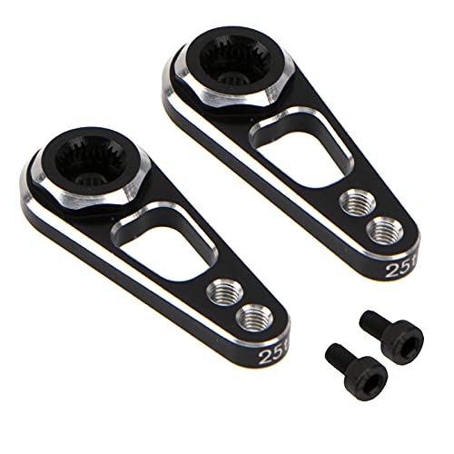 2Pack Vgoohobby Aluminum Alloy RC Double Hole 25T Steering Servo Arm Horn Compatible with Recat Axial SCX10 90046 Traxxas TRX-4 1/10 RC Crawler Climbing Car (Silver-Black) - color: Silver-black