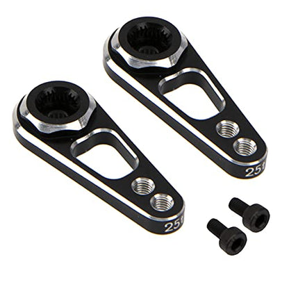 2Pack Vgoohobby Aluminum Alloy RC Double Hole 25T Steering Servo Arm Horn Compatible with Recat Axial SCX10 90046 Traxxas TRX-4 1/10 RC Crawler Climbing Car (Silver-Black) - color: Silver-black