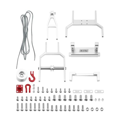 INJORA Tow Truck Crane Kit & INJS2065-360 Winch Servo for TRX4M (Silver) - color: Silver