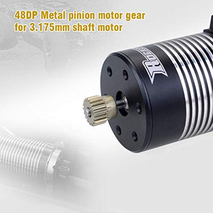 Globact 48DP 3.175mm 16T 17T 18T 19T 20T Pinion Motor Gear for 1/10 RC Car Brushed Brushless Motor | 0.53 Mod 48 Pitch 3.175mm Shaft Pinion Gear fits 1/10 RC Car Brushed Brushless Motor
