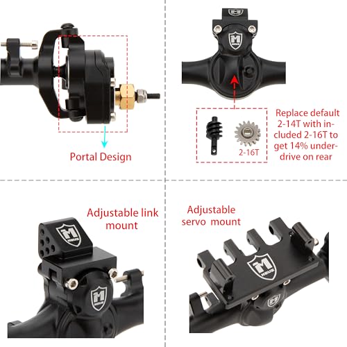 MEUS Racing +6.2mm SCX24 Portal Axles for Axial 1/24 SCX24 RC Crawler (Black) - color: Black