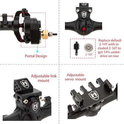 MEUS Racing +6.2mm SCX24 Portal Axles for Axial 1/24 SCX24 RC Crawler (Black) - color: Black
