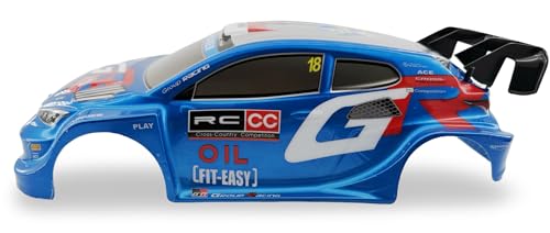 1/10 Scale RC Drift Racing Touring On Road Car Painted Body Shell, Spoiler Included, Pre-Cut, 258mm Wheelbase (Toyota GR Yaris Rally Style - Blue) - color: Toyota Gr Yaris Rally Style - Blue