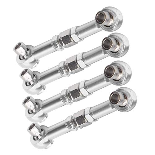 4Pcs Aluminum Alloy Steering Linkage Rods Upgrade Kit Fit for HSP 94122 94123/10 RC Cars Red Silver Metal Arms Replacement Parts Enhanced and Durability Truck Accessories - color: Silver