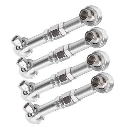 4Pcs Aluminum Alloy Steering Linkage Rods Upgrade Kit Fit for HSP 94122 94123/10 RC Cars Red Silver Metal Arms Replacement Parts Enhanced and Durability Truck Accessories - color: Silver