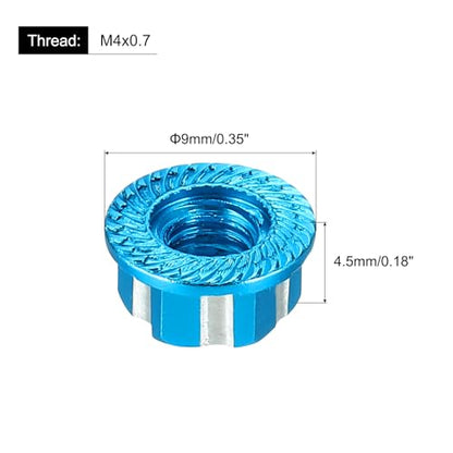 MECCANIXITY Hexagonal Nuts Aluminum M4 RC Wheel Carving Hex Nuts Dustproof Anti-Skid Mount Cap for 1/10 RC Model Car Trucks Off Road Car Upgraded Parts Pack of 2(Sky Blue) - color: Sky Blue