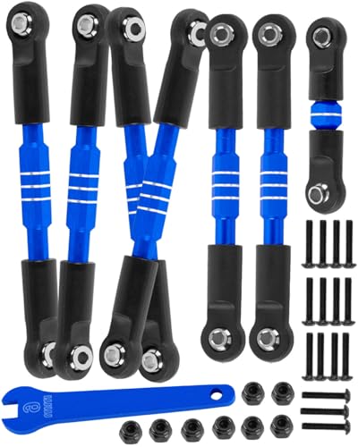 RC Upgrades Part Adjustable Turnbuckles Camber Links Toe Link for 1/10 Slash/Rustler/Stampede/Bandit VXL 4WD 4X4.Alloy Front&Rear Link Set,Navy Blue - color: Blue(for 1/10)