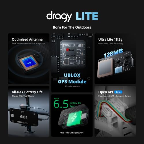 All-New dragy Lite — Ultra-Light GPS Lap Timer for RC Cars & FPV Drones | High-Precision 25Hz GPS Module with UART/Compass Output | RaceChrono Compatible | 6.5H Battery Life