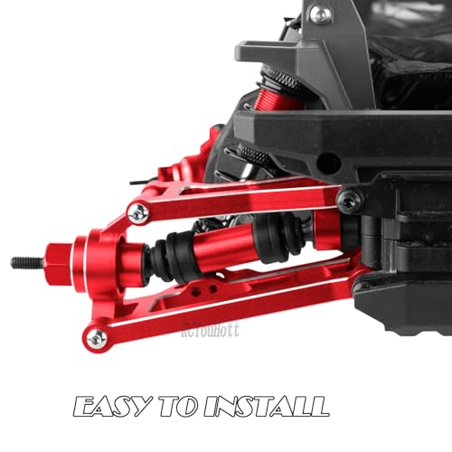 RC Aluminum Caster Block & Steering Blocks & Rear Stub Axle Carriers & Steering Bellcranks Upgrades Part for 1/16 Mini Maxx 4WD (Car Model:#107154-1#108046-1#108164-1#108076-1),Red - color: Red-(for 1/16）