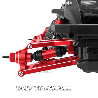 RC Aluminum Caster Block & Steering Blocks & Rear Stub Axle Carriers & Steering Bellcranks Upgrades Part for 1/16 Mini Maxx 4WD (Car Model:#107154-1#108046-1#108164-1#108076-1),Red - color: Red-(for 1/16）