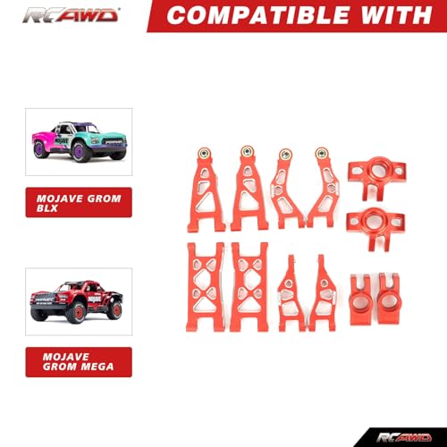 RCAWD Suspension Arm&Hub Set for Arrma Mojave Grom Losi 1/12 Scale RC Car | Front Upper and Front Lower Suspension Arms Replacement for ARRMA Mojave GROM Upgrade Parts
