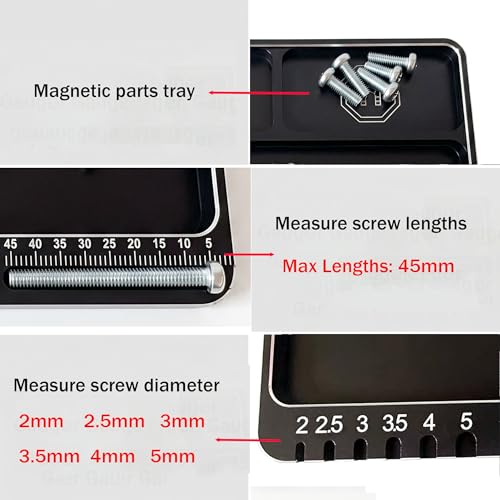 RC Magnetic Screws Tray RC Parts Screws Holder Plate for RC Car Boat Drone | Aluminum Magnetic&non-magnetic zones, 3-slot parts tray for RC repair, organization. For RC cars, boat, FPV drone, plane.