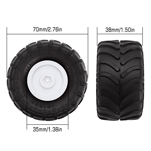 INJORA Monster Truck Wheel Rim Tires Set White Tires for 1/24 RC Crawler Car Axial SCX24 Bronco Gladiator C10 JLU Deadbolt B17 FMS FCX24 and TRX4MT,70 * 38mm,MT1012 - color: White