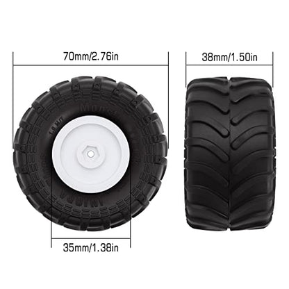 INJORA Monster Truck Wheel Rim Tires Set White Tires for 1/24 RC Crawler Car Axial SCX24 Bronco Gladiator C10 JLU Deadbolt B17 FMS FCX24 and TRX4MT,70 * 38mm,MT1012 - color: White