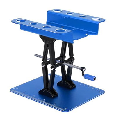 CHICIRIS RC Car Repair Work Stand, Manual Lift Workstation with Anti Slip Pad for 1/8 1/10 /12/16 RC Car, 2.36-5.51 inch Height Adjustment (Black Blue) - color: Black Blue