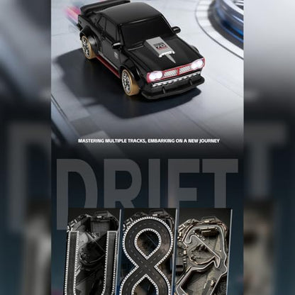 1/64 Scale 2.4G Full-Scale 4WD RC Drift Car, Gyro-Stabilized Steering, Magnetic Charging, Two-Speed Modes (Black) - color: Black