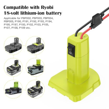 2 Packs Power Wheel Adapter for Ryobi 18V Battery Adapter Power Wheel Battery Converter Kit with Fuse & Switch & Wire Terminals 12AWG Wire for DIY Ride On Truck and Rc Toys - size: 2-Pack with switch