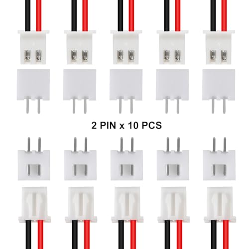 10Pairs JST-XH Connector Kit, XH 2.54mm 2 Pin Header Male and Female Connectors Plug Adapter with Flat Wire Cable 200mm 26AWG Compatible with JST XH (2P) - color: 2P