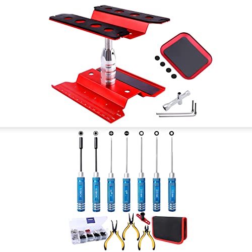 RC Screw Kit, Hex Nut Drivers, Pliers, Wrench, RC Car Work Stand Aluminum for Traxxas Arrma Axial Redcat Losi RC Car