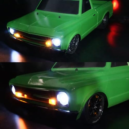RCHUBAM Front and Rear LED Light Set for 1/10 TRX Slash C10,RC Upgrade Part | Complete Headlights Taillight Kit,White and Yellow Light