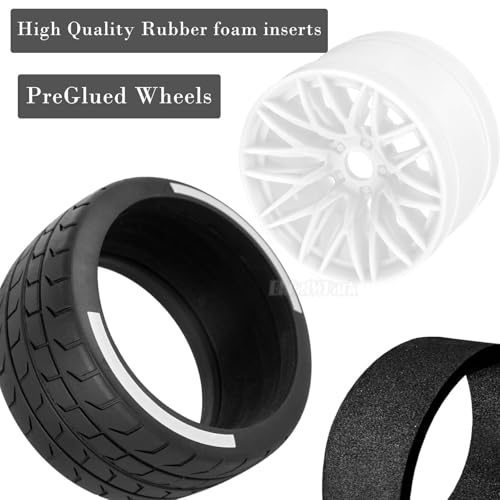 RC Wheels and Tires for 1/7 Felony 6S BLX,RC Highway Wheel Rubber Tires,4PCS RC Drift Car Highway Tires Road Soft Tires,White - color: White - (4pcs Highwaytires)