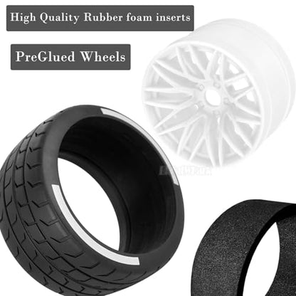 RC Wheels and Tires for 1/7 Felony 6S BLX,RC Highway Wheel Rubber Tires,4PCS RC Drift Car Highway Tires Road Soft Tires,White - color: White - (4pcs Highwaytires)
