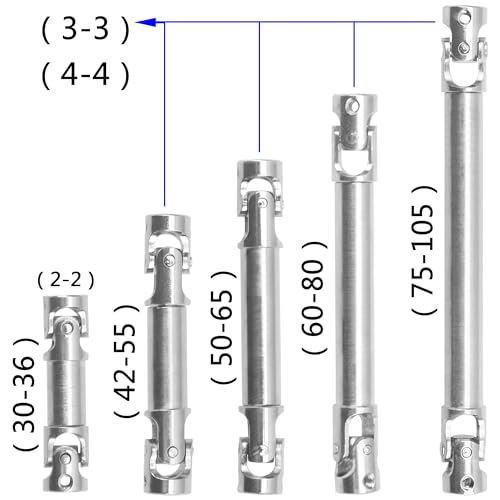 2Pcs Vgoohobby 2mm 3mm 4mm Metal RC Drive Shaft CVD Driveshaft Compatible with WLtoys Axial MN Model WPL Tamiya 1/24 1/18 1/16 1/14 1/12 RC Military Crawler Car Tractor Truck (75-105mm 3-3) - color: 75-105mm 3-3