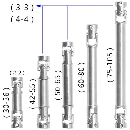 2Pcs Vgoohobby 2mm 3mm 4mm Metal RC Drive Shaft CVD Driveshaft Compatible with WLtoys Axial MN Model WPL Tamiya 1/24 1/18 1/16 1/14 1/12 RC Military Crawler Car Tractor Truck (75-105mm 4-4) - color: 75-105mm 4-4