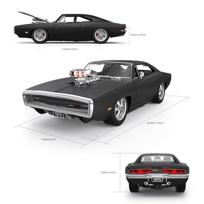 RASTAR RC Cars 1:16 Fast & Furious 1970 Dodge Charger R/T Remote Control Car, Toy Muscle Cars for Boys, Matt Black 2.4G