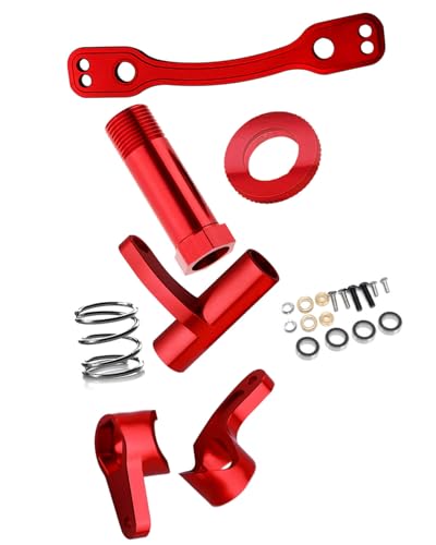 Steering Bell Crank Set Upgrade Parts for 1/8 Typhon 6S BLX Kraton Mojave Outcast Felony Infraction Notorious 6S BLX,Aluminium Steering Rack Bell Servo Saver Hub Spring Hop-up (Red) - color: (Red) Steering Set