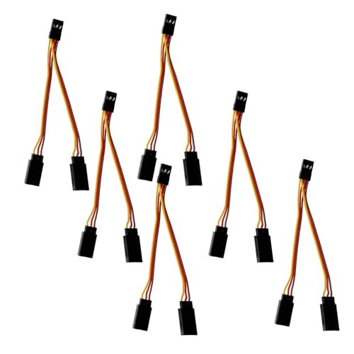 6 Pcs JR Servo Y Splitter Cable,1 Female to 2 Male Extension Harness Lead Wire for RC Cars, Boats, Drones, Airplane Models（11CM 22-AWG）