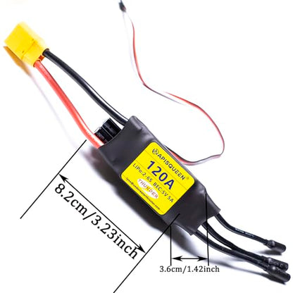 120A ESC 2-6S LiPo Brushless Electronic Speed Controller | With BEC XT90 & 5.0mm Plug for RC Airplane Drone Model - size: 120A