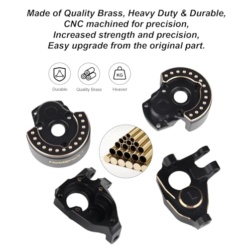 HobbyPark Brass Front Portal Cover & Steering Knuckle for 1/10 RC Crawler Vanquish VP VS4-10 Phoenix F10 Portal Axle LCG VRD Carbon Kit Lower COG Upgrade Parts