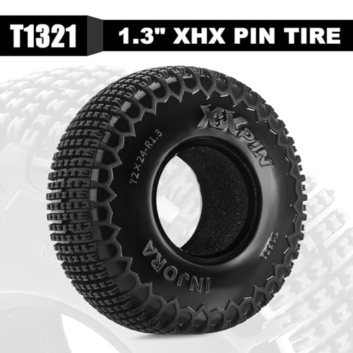 INJORA 1.3" S5 XHX Pin Tires 72 * 24mm for 1/18 1/24 RC Crawler, T1321