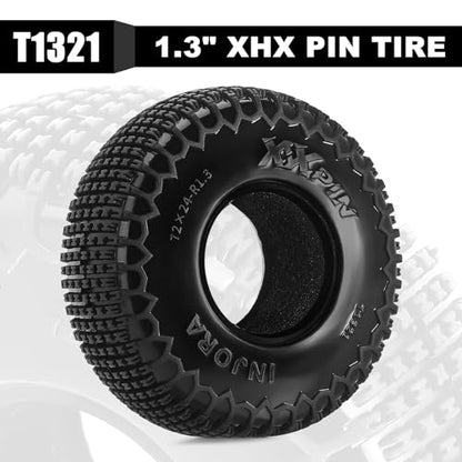 INJORA 1.3" S5 XHX Pin Tires 72 * 24mm for 1/18 1/24 RC Crawler, T1321