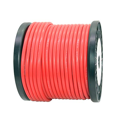 TUOFENG 10 AWG Silicone Wire 90 Feet Red Wire 10 Gauge | Stranded Wires, Ultra Flexible, Tinned Copper Wire, High Temperature Resistance - size: 10 AWG single Red wire 90ft