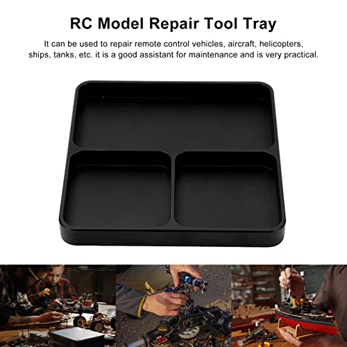 RC Model Repair Screw Tray, Magnetic Tool Tray for RC Car Maintenance, CNC Aluminum Alloy Organizer with Magnetic Pads for Remote Control Vehicles Aircraft Helicopters (Black) - color: Black